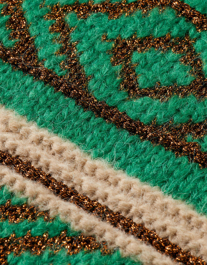 Metallic fair isle sweater top