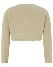 Baby Niamh Cropped Sparkle Knitted Cardigan, Gold (GOLD), large