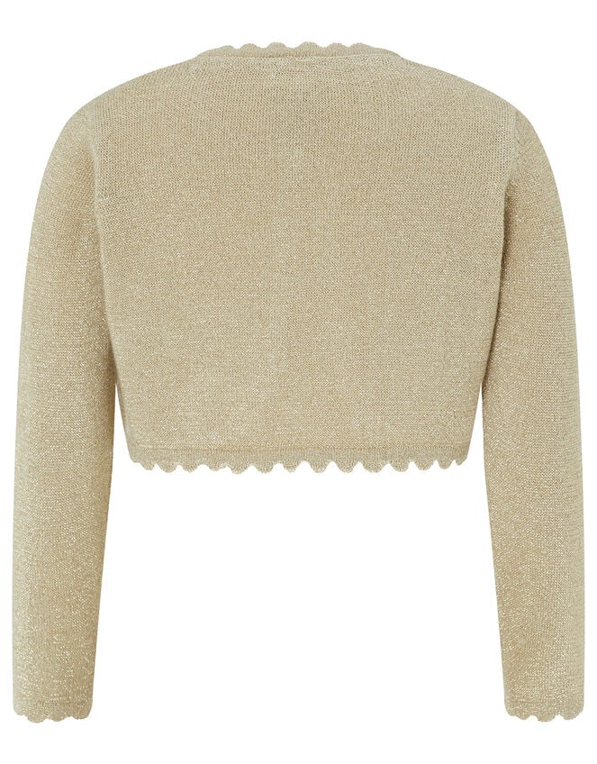 Baby Niamh Cropped Sparkle Knitted Cardigan, Gold (GOLD), large