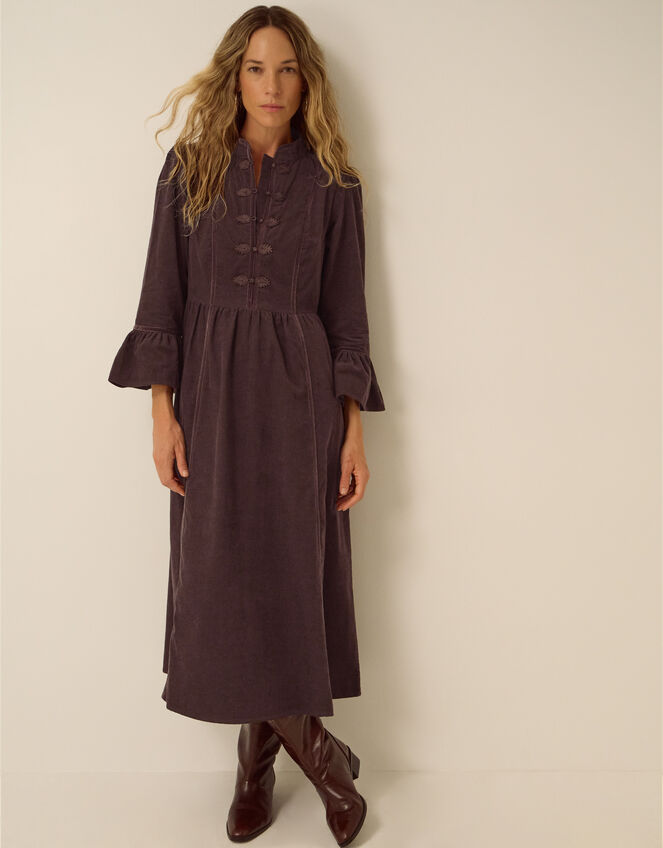 Valerie Corduroy Midi Dress, Brown (CHOCOLATE), large