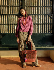 Woven Leather Tote Bag	, , large