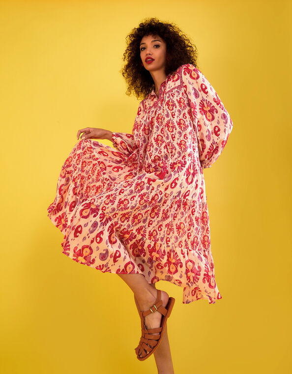 Heritage Print Kaftan Dress, Pink (PINK), large