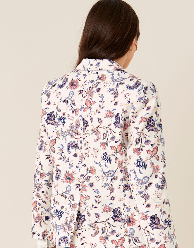 Floral Print Blazer, Ivory (IVORY), large