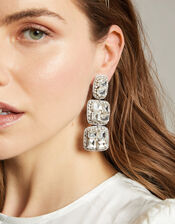 Square Gemstone Drop Earrings, , large