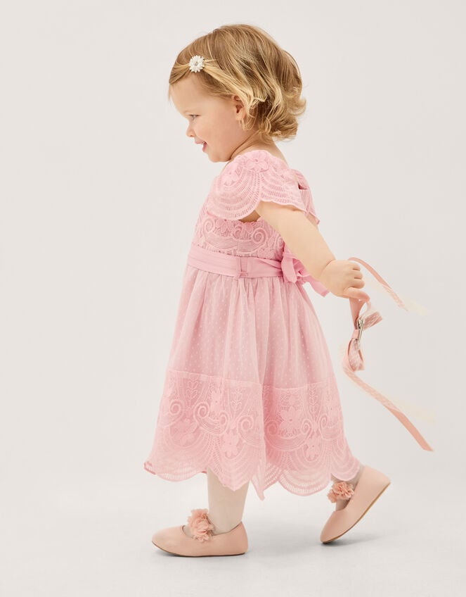 Baby Isabel Lace Tiered Party Dress, Pink (DUSKY PINK), large