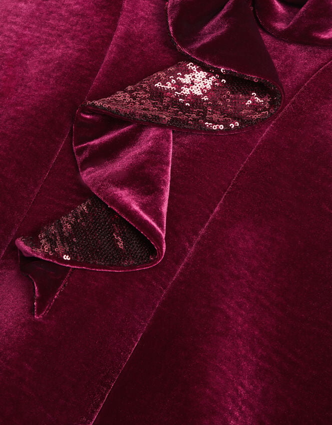 Genevieve Sequin Bow Velvet Party Dress, Red (BURGUNDY), large