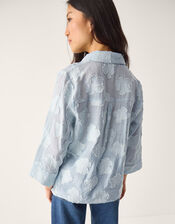 Ayla Floral Jacquard Shirt, Blue (BLUE), large