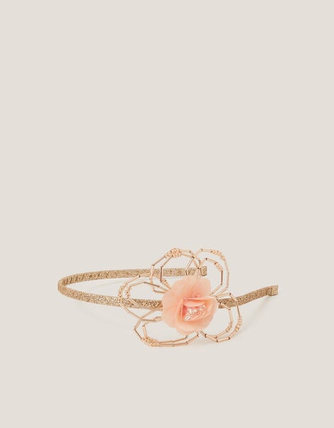 Embellished Flower Glitter Headband, , large