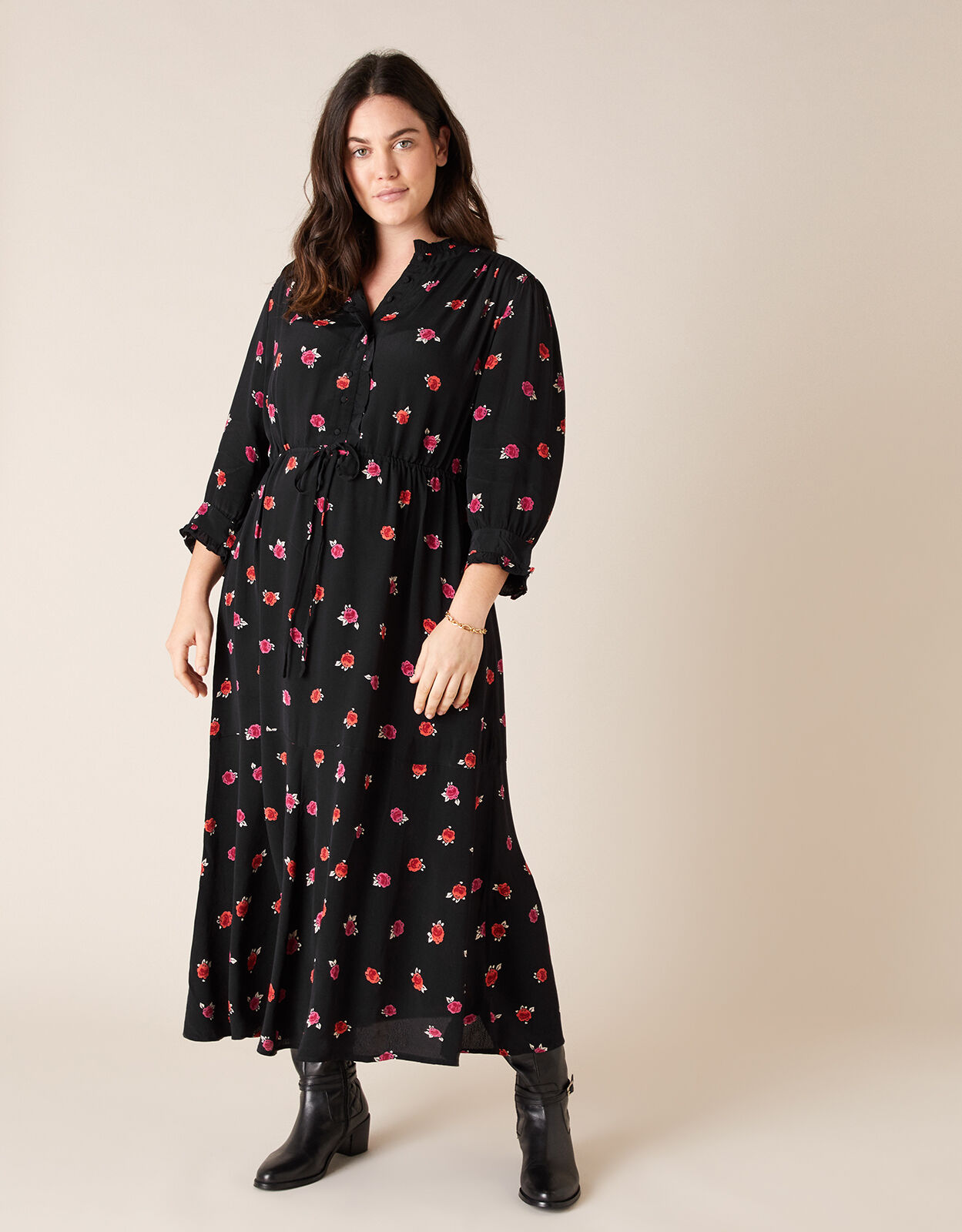 Rose print midi dress