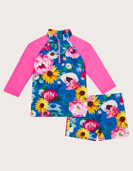 Floral Bloom Surf Suit Set with Recycled Polyester Blue, Blue (BLUE), large