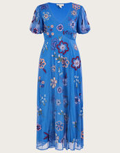 Annie Embroidered Midi Dress, Blue (BLUE), large