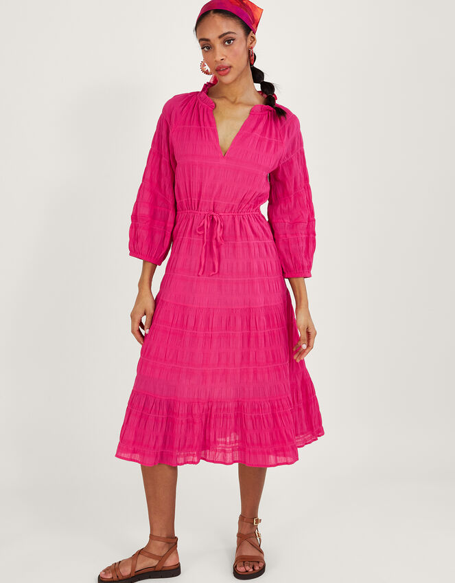 Textured Tiered Smock Dress Pink | Day Dresses | Monsoon Global.