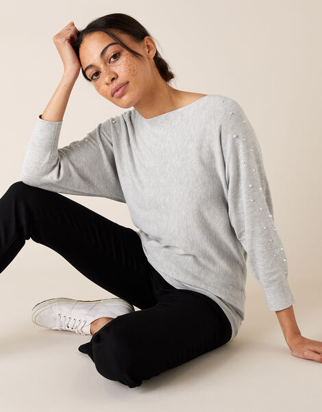 Pearl Dolman Jumper Grey, Grey (GREY MARL), large