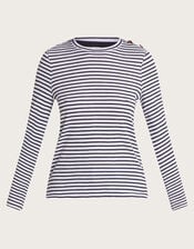 Saskia Metallic Stripe Top, Ivory (IVORY), large