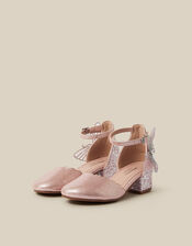 Closed-Toe Butterfly Glitter Heels, Pink (PINK), large