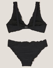 Embroidered Frill Bikini Set, Black (BLACK), large