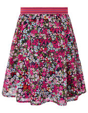 Ditsy Floral Midi Skirt in Recycled Fabric, Pink (PINK), large