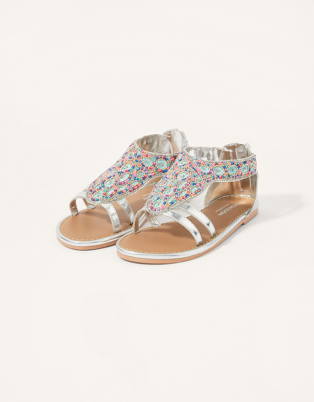 Colour Beaded Sandals Multi