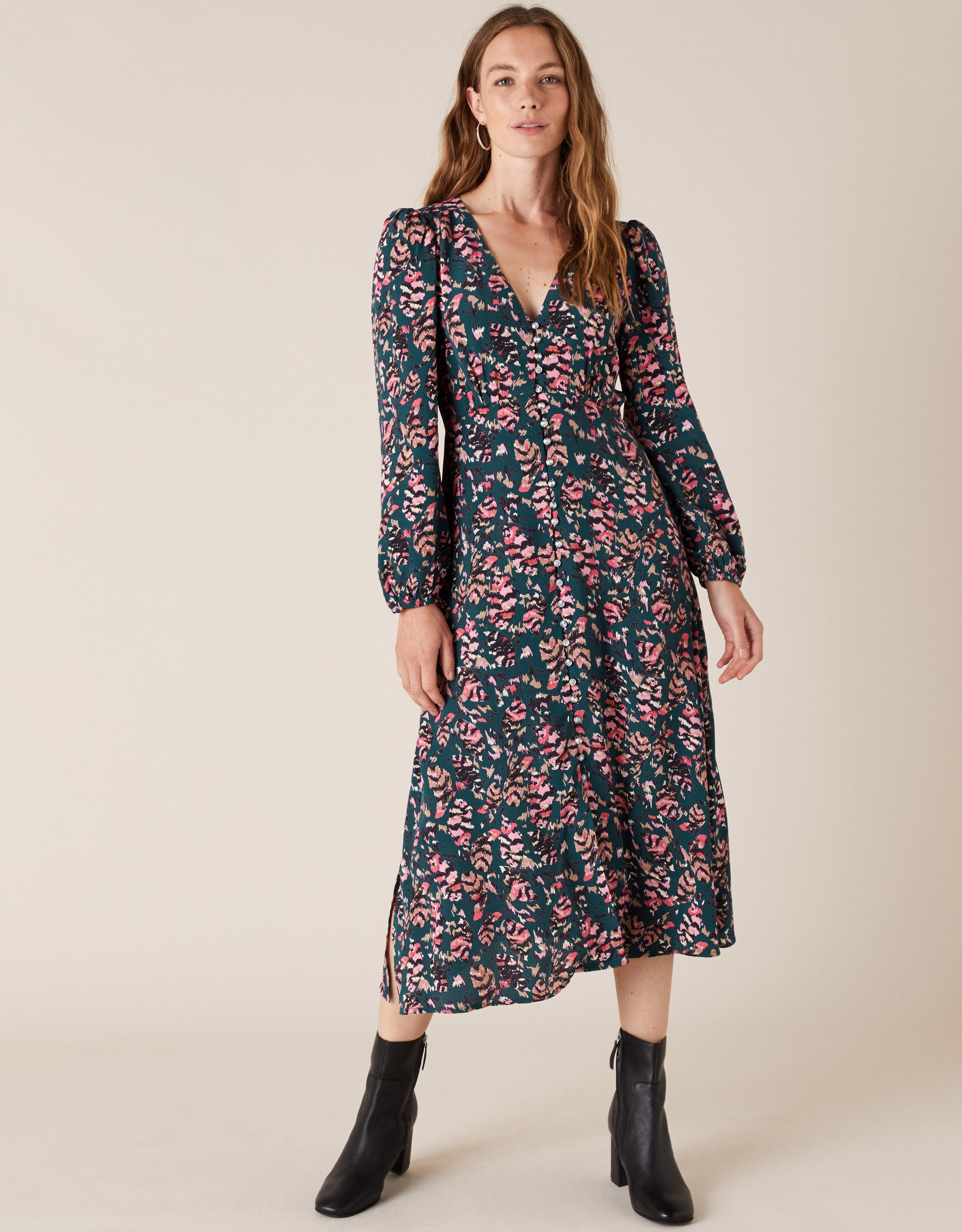 monsoon oana print tea dress
