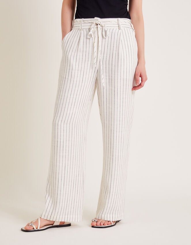 Sara Stripe Trousers, Ivory (IVORY), large