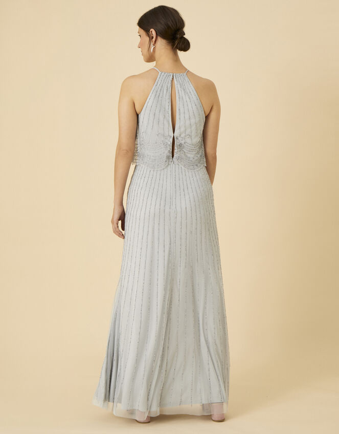 Suzanne Embellished Maxi Dress in Recycled Polyester, Blue (BLUE), large