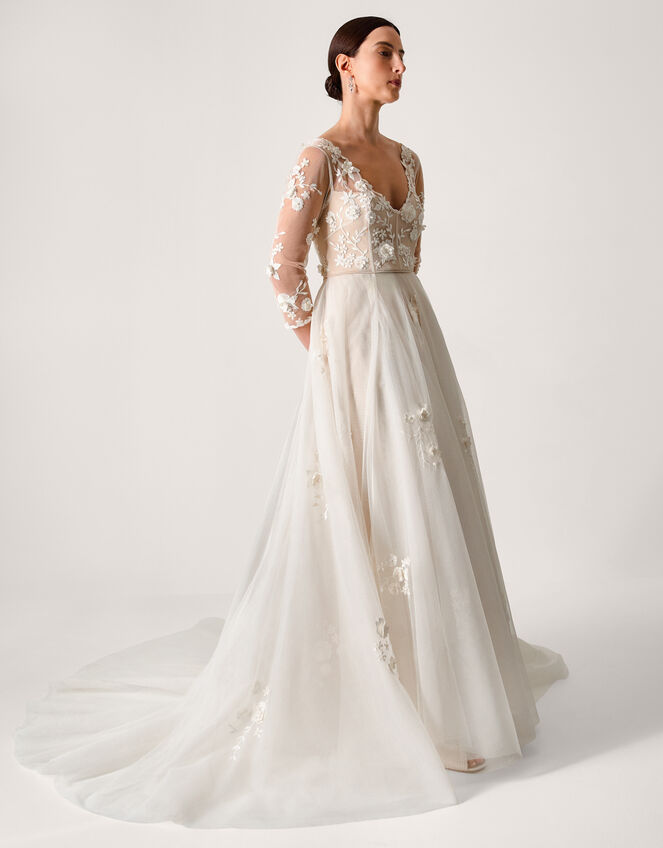 Lucy Embroidered Floral Maxi Wedding Dress, Ivory (IVORY), large