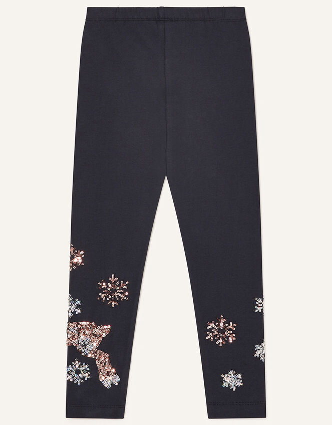 Sequin Reindeer Leggings, Blue (NAVY), large