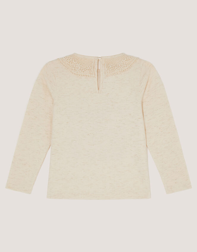 Sequin Butterfly Long Sleeve Top, Ivory (IVORY), large
