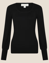 Scoop Neck Jumper, Black (BLACK), large