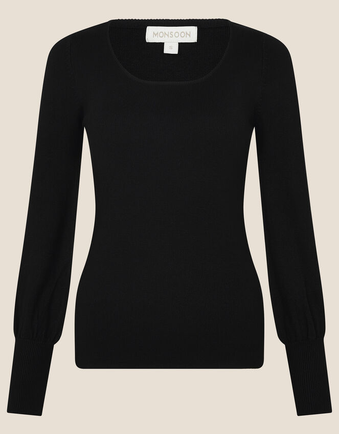 Scoop Neck Jumper, Black (BLACK), large