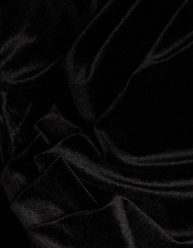 One-Shoulder Velvet Skater Dress, Black (BLACK), large