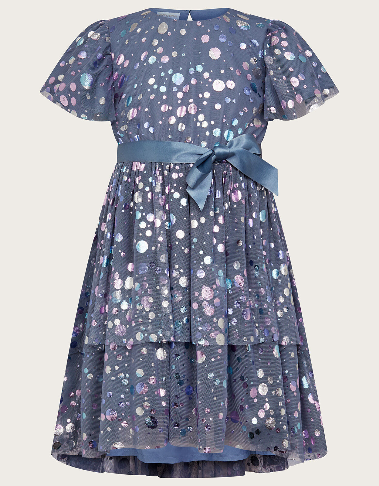 Foil Spot Dress in Recycled Polyester Blue Girls Dresses