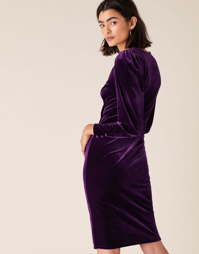 Emily Stretch Velvet Shift Dress, Red (WINE), large