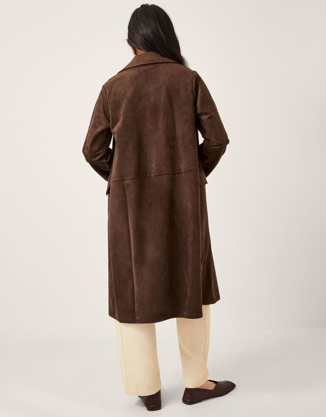 Tove Suedette Trench Coat, Brown (CHOCOLATE), large