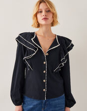 Freya Frill Jersey Blouse, Black (BLACK), large