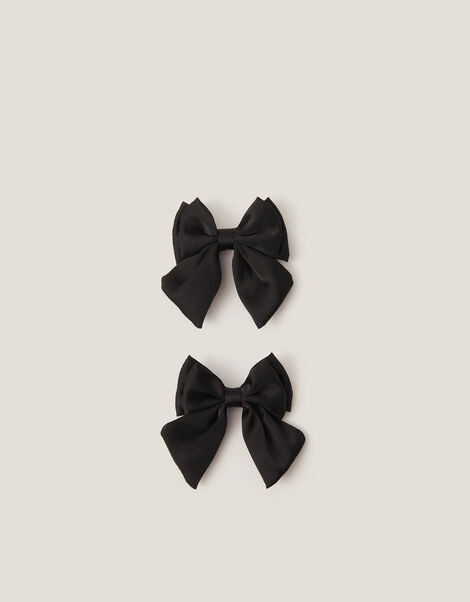2-Pack School Bow Hair Clips, Black (BLACK), large