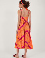 Bandhani Dye Cami Midi Dress , Orange (ORANGE), large