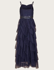 Zenaya Ruffle Prom Dress, Blue (NAVY), large