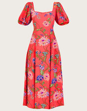 Regina Floral Print Tea Dress, Orange (CORAL), large