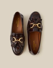 Harley Fringe Patent Loafers, Brown (BROWN), large