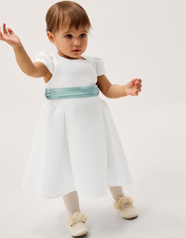Baby Polly Cap Sleeve Bow Party Dress, Ivory (IVORY), large