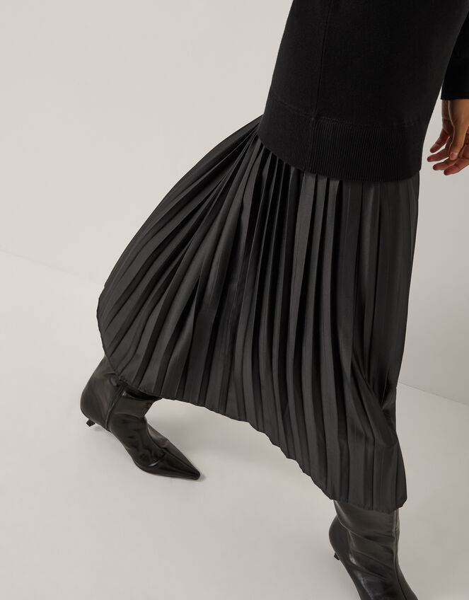 Fia Jumper Pleated Midi Dress, Black (BLACK), large