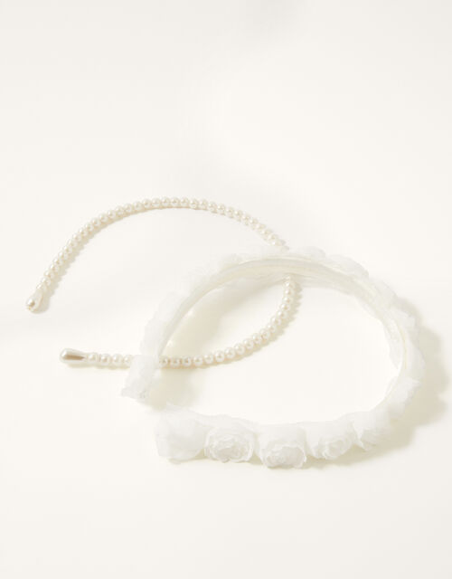 Rosette Pearl Hairband Twinset, , large