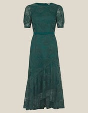 Megan Rose Lace Midi Dress, Green (DARK GREEN), large