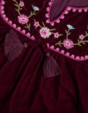 Embroidered Smock Dress, Red (BURGUNDY), large