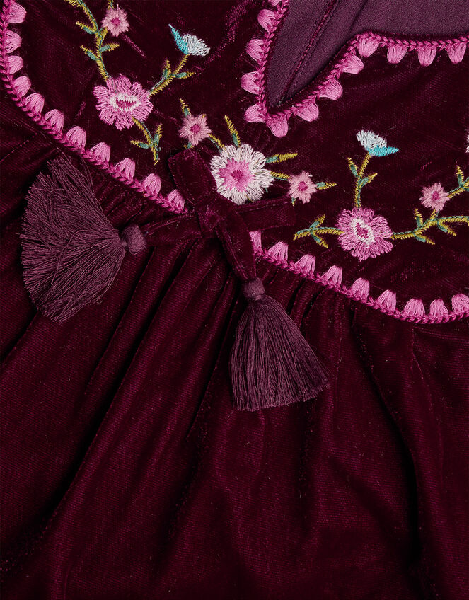 Embroidered Smock Dress, Red (BURGUNDY), large