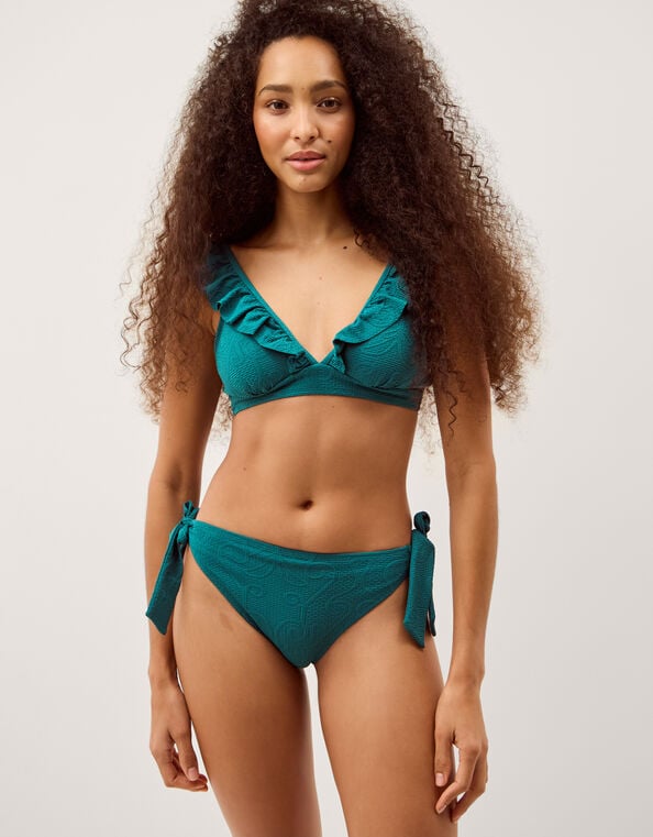 Mia Textured Frill Bikini Top, Teal (TEAL), large