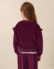 Bow Embellished Velour Sweatshirt, Brown (BROWN), large