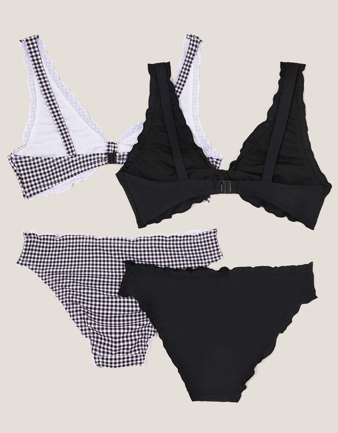 2-Pack Embroidered Frill Bikini Sets, Black (BLACK), large