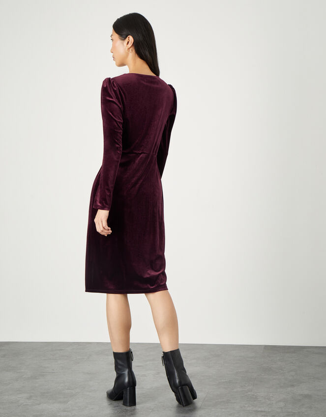 Shelly Plain Velvet Dress, Red (BURGUNDY), large